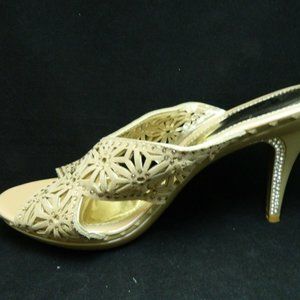 Italina  Shoes Beige Nude Laser Cut-out Rhinestones Sexy Heels  Size 10M